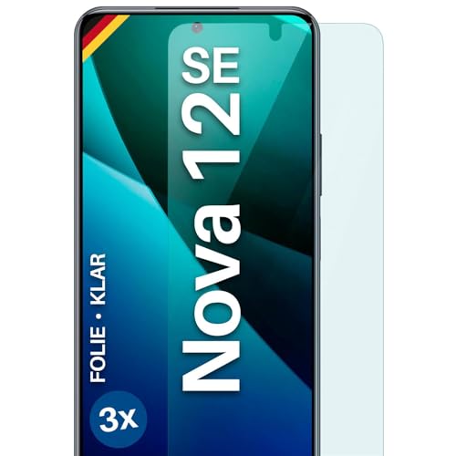 moex für Huawei nova 12 SE Schutzfolie Bildschirmschutz Folie Ultra-klar HD 0,2 mm kompatibel mit jeder Hülle, Anbringen ohne Blasen, Handyfolie Extra Kratzfest, FlexProtect 3 Stück