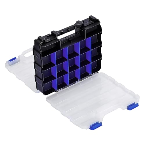 fatiaou Scatola di smistamento per viti – Doppio lato con divisori rimovibili – Scatola per piccoli pezzi | Per dadi viti chiodi gioielli da garage officina