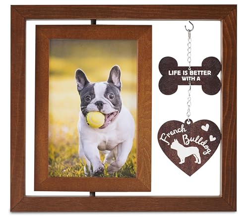 InnoBeta Cadeau bouledogue français, cadre photo rotatif, cadre photo double face de 10,2 x 15,2 cm, la vie est meilleure avec un bouledogue français