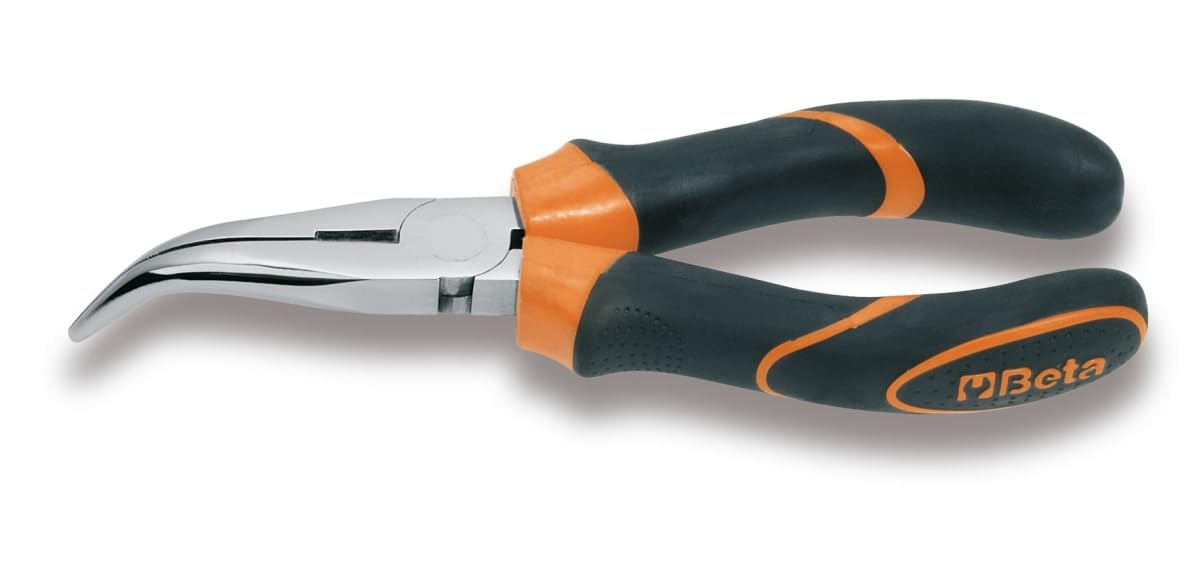 Beta 11680036 Model 1168 BM160 Bent Needle Knurled Nose Pliers, Bi-material Handles, 160mm Extra Long