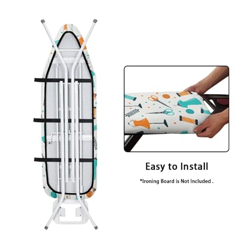 Image of Ironing Board Cover Decor 15x54 Inch, Iron Board Cover with Nose Pocket, Hook and Loop Fastening Stain Resistant,Protection Covers with Elastic Edge Machine Patterns