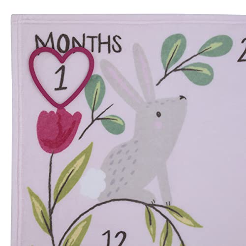 Image of Little Love by NoJo Woodland Animals Pink and Green Bunny, Fox and Squirrel Super Soft Photo Op Milestone Baby Blanket