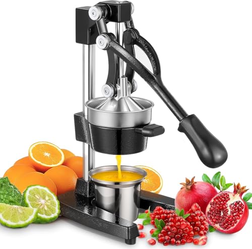 TNTAIAHL Orange Juicer Squeezer Cast Iron Lemon Squeezer Commercial Citrus Juicer Hand Press for Orange Lemon Pomegranate Grapefruit Easy to Clean Citrus Squeezer with a Stainless Steel Cup