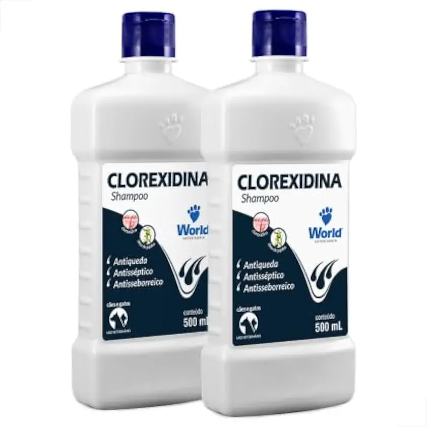 KIT 2 UN Shampoo Dermatite Clorexidina 500ml World Fragrância Suave