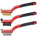 Mini Detailing Wire Brush Set, Heavy Duty, Crimped Scratch Brush, Brass, Stainless Steel, Nylon, Extra Cluster of Bristles for use in hard-to-reach areas, curved rubber handle, length 7-Inch, 3-Piece.
