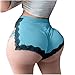 Womens Lace Trim Shorts High Waisted Comfy Soft Stretch Cheeky Panties Underwear Briefs Sleep Lounge Pants Bottoms Sky Blue