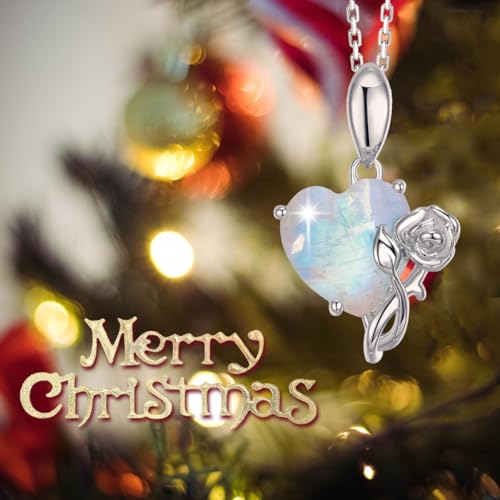 925 Sterling Sliver May Birthstone Necklace Created Emerald Necklaces Rose Jewelry Love Heart Necklace Anniversary Birthday Mother's Day Jewelry Gifts for Women Mother, 16"+2" Adjustable Chain2