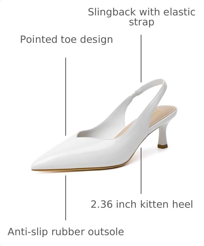 Image of Susanny Kitten Heels for Women Closed Pointed Toe Slingback Shoes