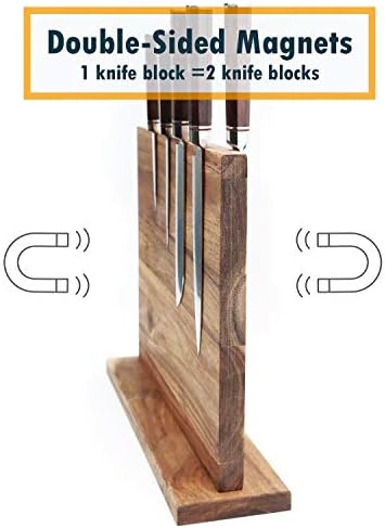 Uniharpa Wooden Double Side Magnetic Knife BlockHolder Rack Magnetic Stands with Strong Enhanced Magnet & Anti Slip Feetfor Safe.(XL)