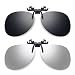 Besgoods 2Pcs Polarized Clip-on Flip up Sunglasses Driving Fishing, Silver Black