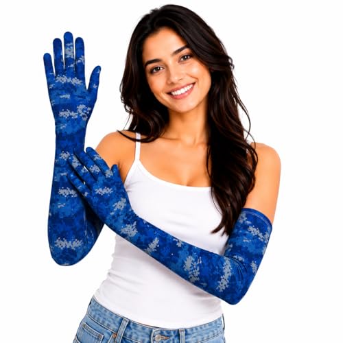 Image of Khillayox Cotton Sun Protection Printed Full Hand Long gloves for Women| UV Protection Sleeves Perfect for Cycling, Driving, Running, Football & Outdoor Activities- Pair of 1