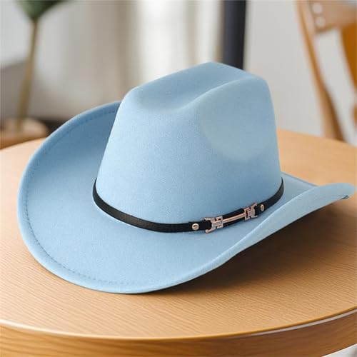 Sombrero vaquero mujer con remaches y ala ancha azul miniatura 3