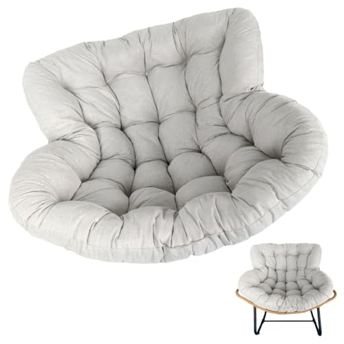 Mecedora de Exterior con cojín Acolchado, sillón de ratán Extragrande para Interior, con Forma de Huevo, para Exterior e Interior, con cojín Suave para Silla reclinable, Color Beige, 125 x 1
