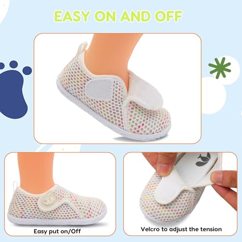 Image of FEETCITY Baby Boys Girls First Walking Shoes Infant Sneakers Crib Shoes Breathable Lightweight Slip On Shoes