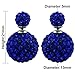 Cute Fashion Double Sided Ball Imitation Crystal Diamond Rhinestone Pearl Studs Sparkling Earring Locking Set,Deep Blue