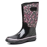 WTW Mid Calf Rain Boots for Women - Waterproof Insulated Neoprene Mud Boots Outdoor Hunting Garden Boots