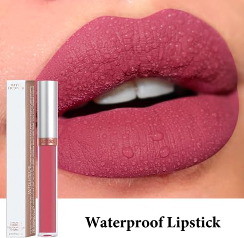 Lipstick Gloss Nude Velvet Matte Rose Pink Liquid, Elegant Waterproof Quick-Drying Non-Sticky Full-Coverage, Lipsticks for Women Long Lasting Matte Lipstick, Not Fade Matte Lip Gloss,Tinted Lip Balm - Image 4