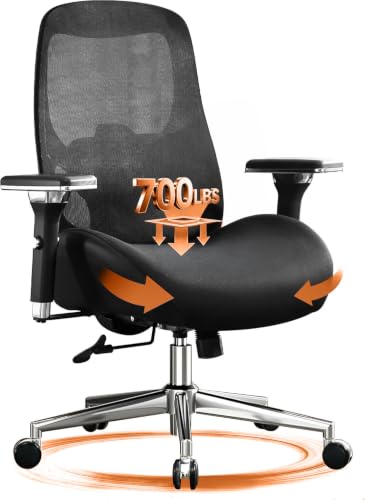 BOSMILLER 700lbs Big and Tall Office Chair with Wide Thick Seat Cushion for Sitting All Day,Ergonomic Mesh Desk Chair with Adjustable Lumbar Support for Heavy People,4D Armrests