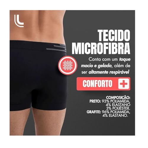 Kit Com 6 Cuecas Boxer Lupo Microfribra Sem Costura Adulto Box Masculina 436 (BR, Alfa, G, Regular,