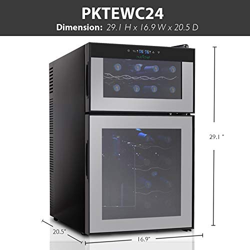 Nutrichef 24 Bottle Dual Zone Thermoelectric Wine Cooler - Red And White Wine Chiller - Countertop Wine Cellar - Freestanding Refrigerator With Lcd Display Digital Touch Controls #TOP2