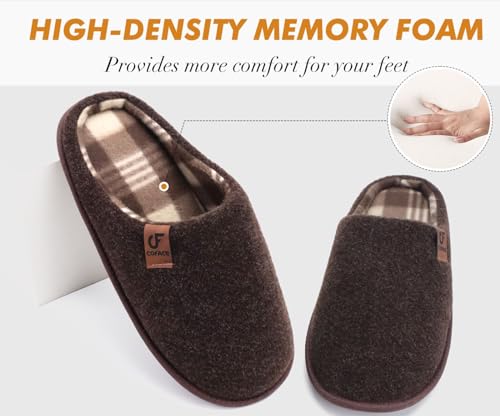 Image of COFACE Unisex Mens Womens Cozy Memory Foam Scuff Slippers Casual Slip On Warm House Shoes Indoor /Outdoor Felt Sandal Slippers Size 4-15