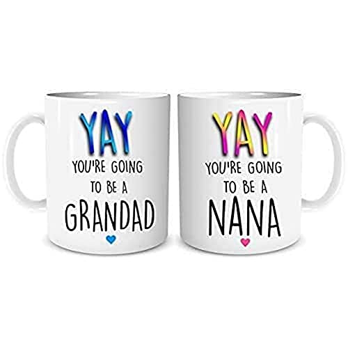 New Baby Announcement Gift Idea Mugs Yay You're Going to Be A Grandad Nana Pregnancy Reveal Surprise Announcement Mum Dad Gift WSDMUG1450