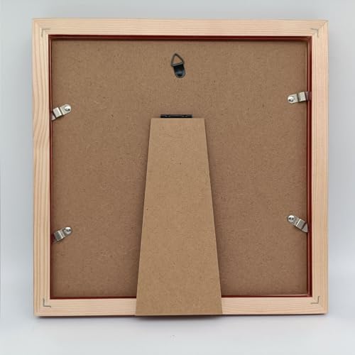 Image of 9x9 Picture Frames Red with Mat 7x7 Opening Solid Wood Frame, Plastic Panel (Film Needs to be Removed) Table or Wall.Front Window Opening 8.6x8.6 inch.