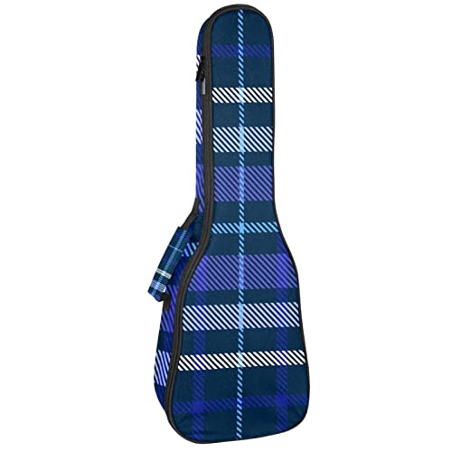 Sac à dos ukulélé concert anti-rayure avec housse matelassée bleu à carreaux