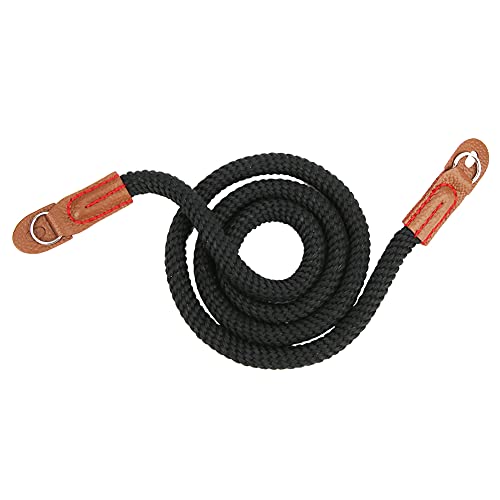 Xyntor Correa para el cuello de la cámara |Ergonómico y cómodo para cámaras sin espejo |Correa de hombro de algodón puro para viajes/senderismo/vlogging |Ligero y resistente (Negra)