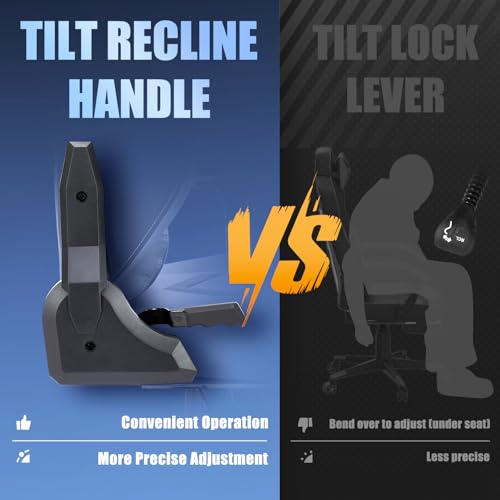 COLAMY Big and Tall Gaming Chair with Footrest 350lbs-Racing Style Computer Gamer PC Chair, Ergonomic High Back with Wide Seat, Reclining Back, 3D Armrest, Headrest and Lumbar Support, Retro Grey - Image 4