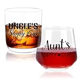 Ithmahco Aunt And Uncle Christmas Gifts, Aunt Wine Glass And Uncle Whiskey Glass Set, Aunt Uncle Gifts, Best Aunt And Uncle Ever Gift Set, Funny Christmas Birthday Gifts For Aunt Uncle