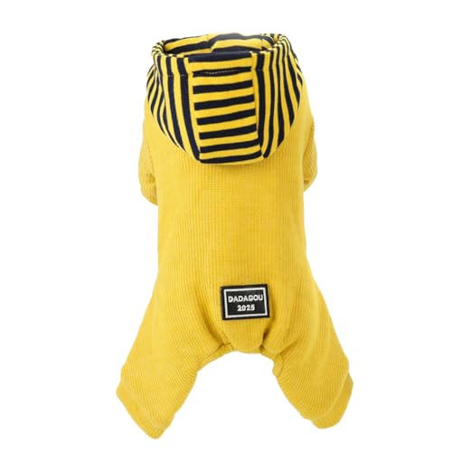 minkissy 1St Husdjurströja Gul Jumpsuit Termokläder Husdjur Fotorekvisita Kläder Vinter Hund Dräkt Presenter Vinterkappor Bomull Valp Jumpsuit Husdjurskläder Husdjur Varm Slitage Huva