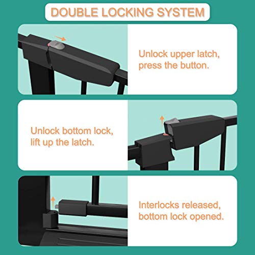 Fairy Baby Extra Wide Baby Gate - Large Walk Through Safety Child Gates For Kid Or Pet - Long Pressure Mounted Baby Gate Black 81.89"-84.65" #TOP3