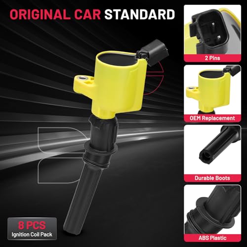 Image of BDFHYK Ignition Coil Pack DG508 Compatible with Ford F150 F250 1997-2010 Ford Explorer Crown Victoria 2003 2004 Ford Expedition Mustang Ford Coil Pack 5.4L Coil for DG481 DG491 FD503 FD507 Set of 8