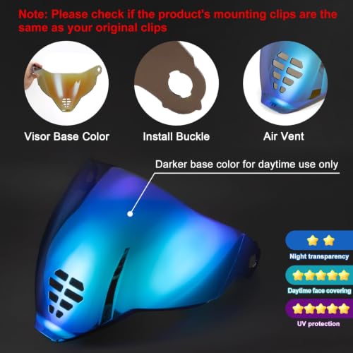 Image of PSLER IC-06 visor- Icon Airflite Face Shield Motorcycle Helmet Visor Accessories Replacement for Icon Airflite IC-06，Deep Blue