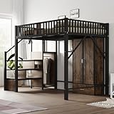 Cadre stable et durable : Construit avec un cadre robuste en métal noir et des panneaux en bois foncé, ce lit mezzanine offre une stabilité inégalée et une longévité garantie. Son design harmonieux s'intègre facilement dans n'importe quel intérieur, créant un environnement confortable et organisé.