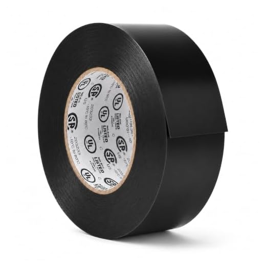 GGR Supplies T.R.U. EL7566-AW Professional Grade Rubber Black PVC Electrical Tape, Rated up to 600 Volts and 176 F - UL/CSA/CE Listed Synthetic: 1.5 in. x 66 Ft. (8 Mil)