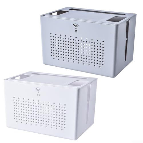 Kompakte Desktop-Aufbewahrungsbox für Router und Netzwerkzubehör, effizientes Kabelmanagement (weiß)