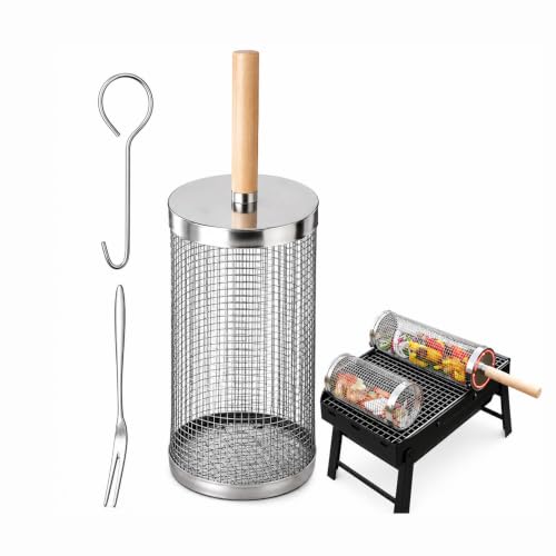 Rolling Grill Baskets for Pit Boss Sportsman 500,with Lock-Tight System, Removable Handle, Nesting Storage,L