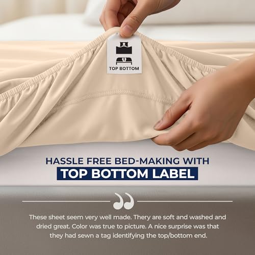 Image of Utopia Bedding Extra Deep Pocket Queen Fitted Sheet, Fits up to 21 Inch Mattress - Hotel Luxury, Soft, Breathable and Comfy - Shrinkage and Fade Resistant - Easy Care (Beige)