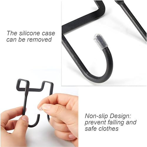 Image of JIALTO 2 Pcs Over The Door Hangers for Clothes | Double Over Door Hook Holder Clothes | Bedroom and Bathroom Door Hanger for Clothes | Bags, Towels and More Easily Attached to Cabinet Doors - Black