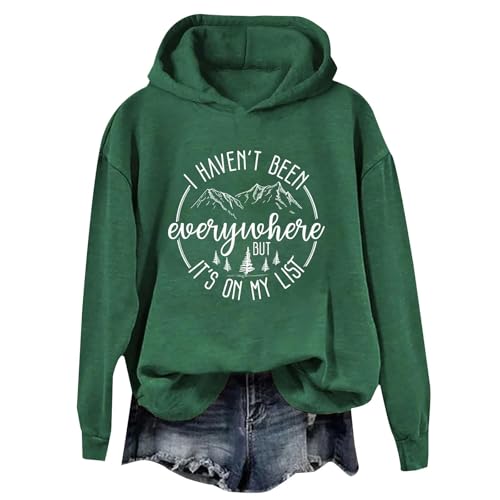 Angxiwan Gypsy Tops for Women I Haven'T Been Everywhere But 'S My List Funny Graphic Shirts Lightweight Sweatshirt Shirt Apparel T Shirt Loose Tops Ladies Plus Size Shirts New Years eve for Women