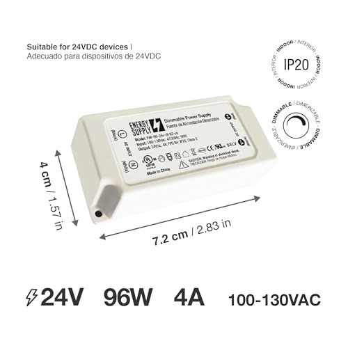 Image of 96W 24V Dimmable LED Driver Triac /ELV /MLV /Phase-Cut AC to DC Power Supply Transformer for LED Strip Light Dimmable Constant Voltage Projects UL Class 2 (Without Junction Box)