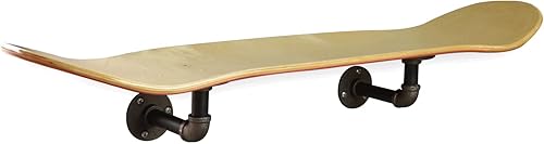 Miniatura 6 de Estante flotante de plataforma de patineta de estilo industrial con sistema de montaje de tubería - Estantería de patín interior hecha a medida -