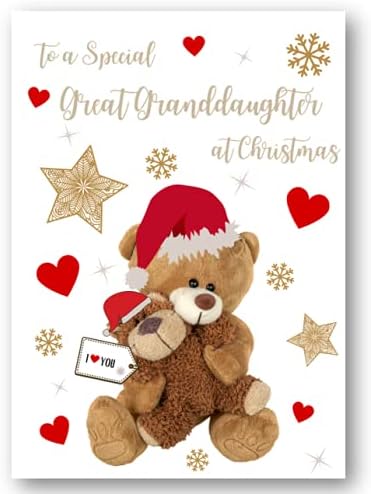 Second Ave Great Granddaughter Bear Heart Christmas Xmas Holiday Festive Greetings Card