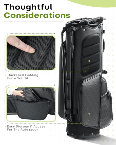RIOROO 14 Way Golf Stand Bag review - PU Leather, Full-Length Dividers, Waterproof Image 6