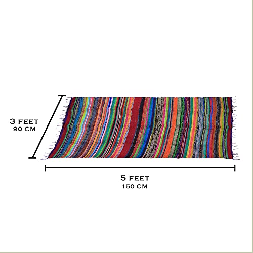 Chindi Cotton Rag Rugs 100% Eco-Friendly, 2-In-1 Reversible Multipurpose, Multicolor Hand-Woven Traditional Rugs (5Ft X 3Ft) For Living Room & Kitchen - Purple #TOP4