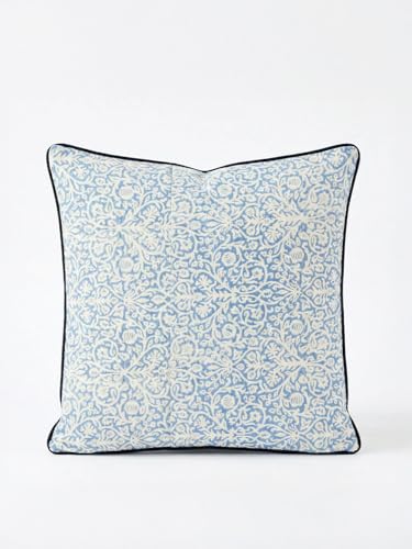 Image of Rekh Hand Block Print Cushion Covers | 100% Cotton Fabric | Decorative Throw Pillow Covers for Sofa, Bed & Living Room | Soft & Durable Jaipuri Cushion Cover | Size - 16 x 16 Inches | Set of 2