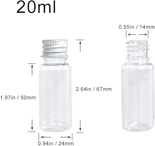 Miniatura 2 de achard Botella de plástico transparente de 0.7 fl oz con tapa de rosca de aluminio, tarros pequeños, contenedor cosmético, kit de viaje, botellas