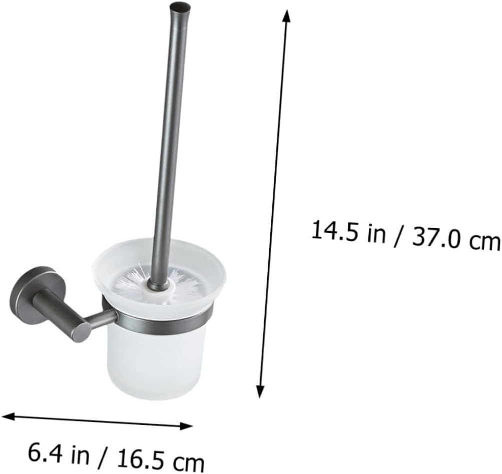 Wall-Mounted Toilet Brush Set Glass Base Easy Clean Hygienic Modern Design for Bathroom